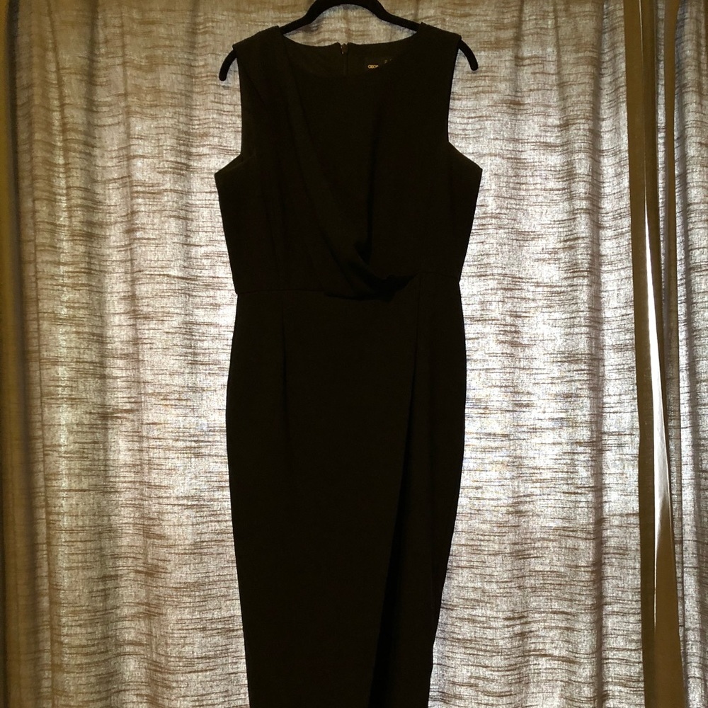 ASOS black midi dress wrap top and tulip skirt
